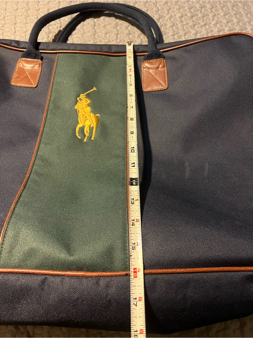 Polo by Ralph Lauren Navy & Green Canvas Duffel with Yellow Logo